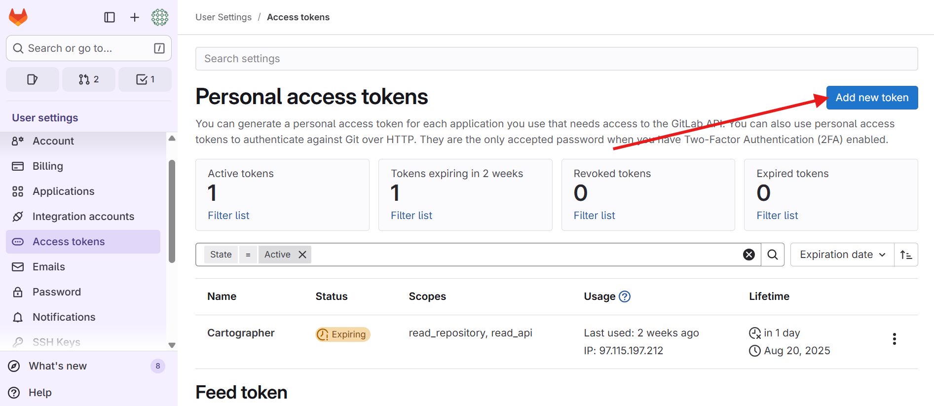Add GitLab token